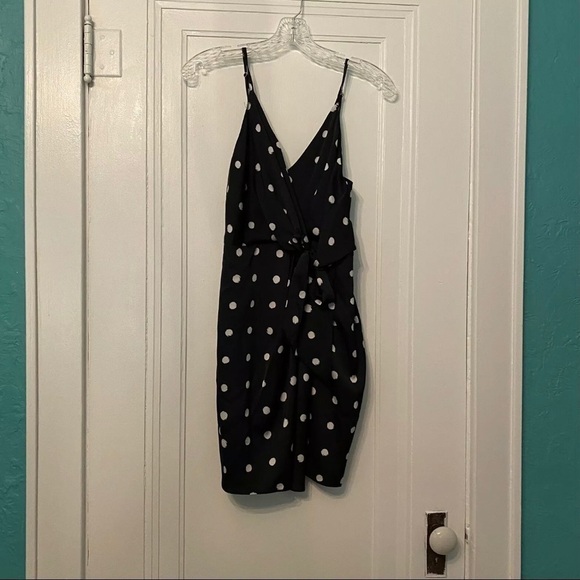 Shona Joy Black White Polka Dot Tie-Front Mini Dress Size 4 Cocktail Party - Picture 5 of 6